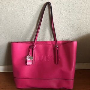 Pink Guess Tote Bag With Straps
